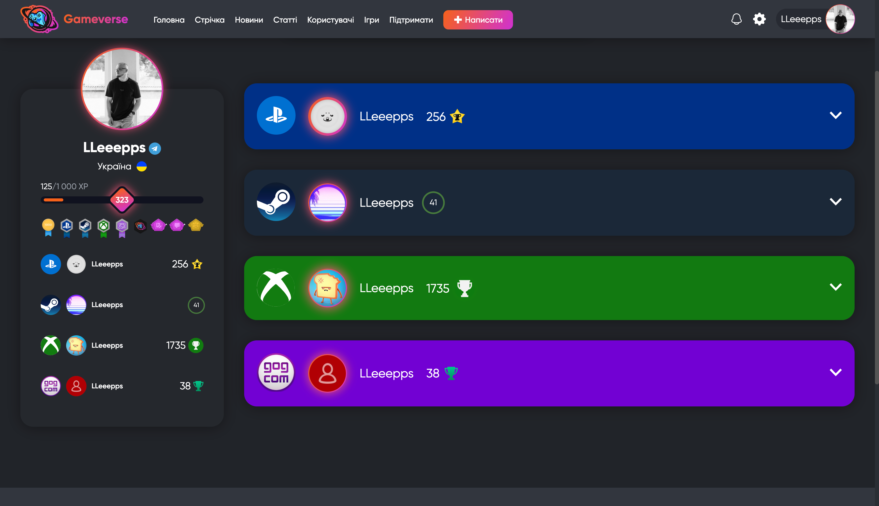 Unified Gaming Profile